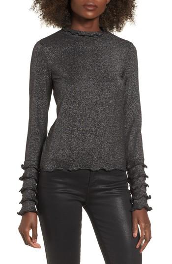 Women's The Fifth Label Locket Metallic Knit Top - Black