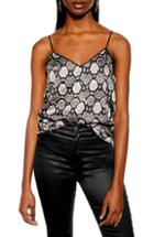 Women's Topshop Snake Print Piped Camisole Us (fits Like 10-12) - Grey