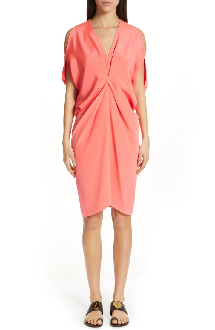Women's Zero + Maria Cornejo Cold Shoulder Silk Crepe Dress - Coral