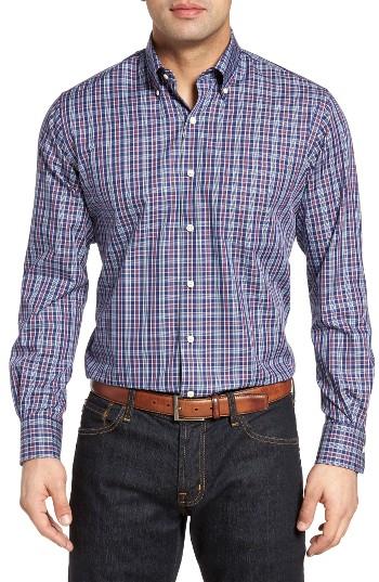Men's Peter Millar Kapaa Plaid Sport Shirt - Blue