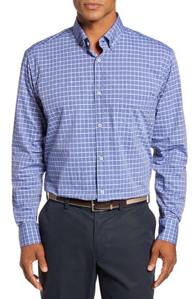 Men's Paul & Shark Regular Fit Check Sport Shirt Eu - Blue