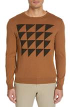 Men's Eidos Triangle Pattern Crewneck Cotton & Cashmere Sweater - Brown