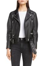 Women's Acne Studios Mock Core Leather Moto Jacket Us / 38 Eu - Black