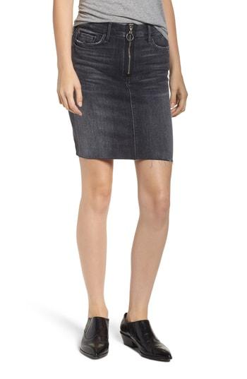 Women's Mother Swooner Exposed Zip Denim Miniskirt - Black