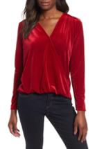 Women's Gibson X Glam Squad Mallory Velvet Wrap Top - Red
