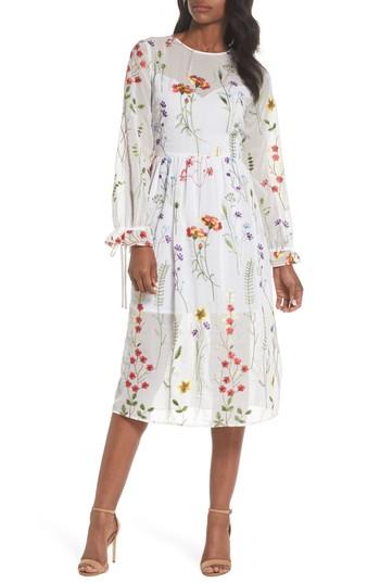 Women's Chelsea28 Sheer Embroidered Midi Dress - White