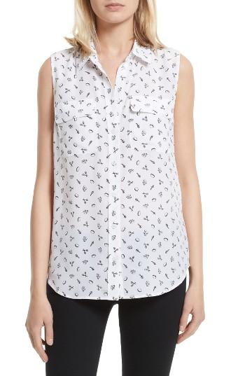 Women's Equipment Slim Signature Sleeveless Silk Shirt