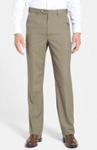 Men's Berle Self Sizer Waist Tropical Weight Flat Front Trousers X 32 - Green