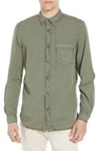 Men's French Connection Overdyed Regular Fit Poplin Sport Shirt, Size - Green
