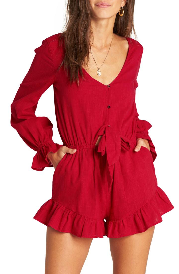 Women's Billabong Play All Day Romper - Red