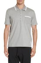 Men's Thom Browne Bicolor Tipped Polo - Grey