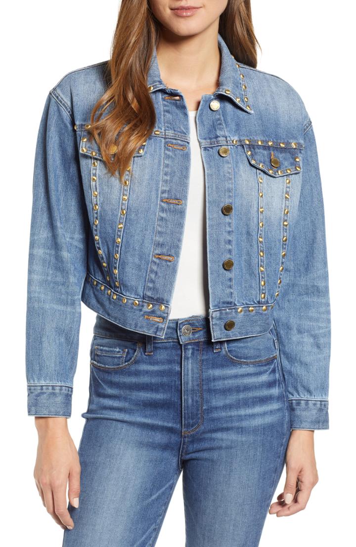 Women's Michael Michael Kors Studded Denim Jacket - Blue