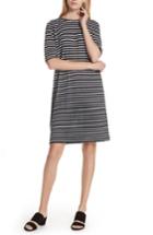 Women's Eileen Fisher Stripe Organic Linen Knit Shift Dress - Black