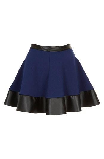 Topshop Contrast Hem Skater Skirt