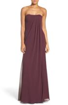 Women's Jenny Yoo 'raquel' Front Slit Strapless Chiffon Gown - Purple