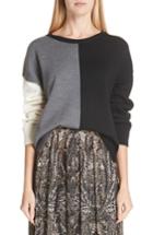 Women's Fuzzi Colorblock Wool Sweater - Black