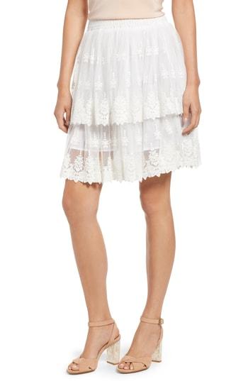 Women's Kas New York Francine Tiered Lace Skirt - White