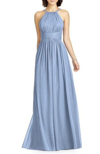 Women's Dessy Collection Lux Chiffon Halter Gown - Blue