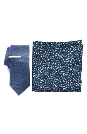 Men's The Tie Bar Texture Solid 3-piece Skinny Tie Style Box, Size - Blue