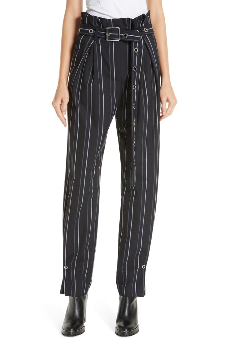 Women's Hugo Hapera Stripe Paperbag Waist Pants - Black