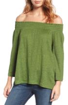 Women's Caslon Off The Shoulder Linen Knit Top - Green
