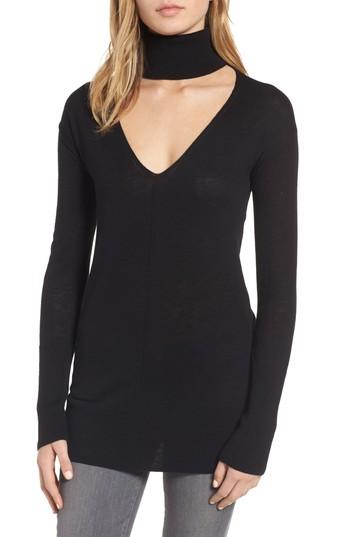 Women's Trouve Choker Turtleneck Sweater - Black
