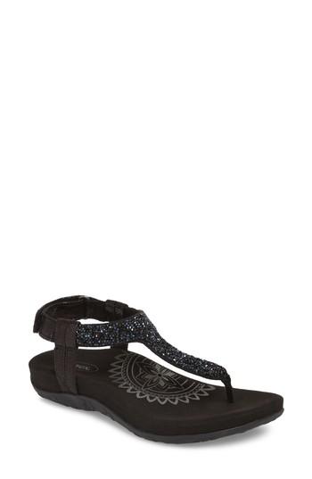 Women's Aetrex Jade Embellished T-strap Sandal Eu - Black