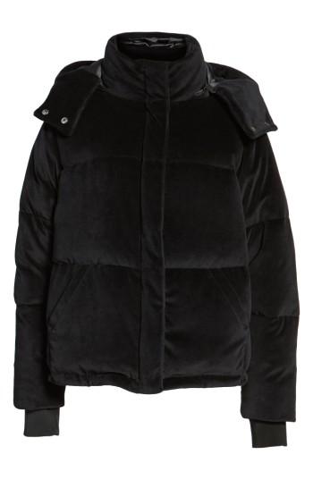 Women's Kendall + Kylie Velour Puffer Jacket - Black