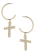 Women's Ettika Imitation Pearl Cross & Hoop Earrings