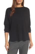 Women's Eileen Fisher Mock Neck Box Wool Sweater, Size - Black