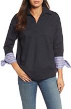 Women's Melloday Stripe Trim Poplin Top