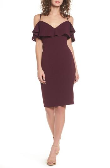 Women's Love, Nickie Lew Ruffle Off The Shoulder Body-con Dress - Purple