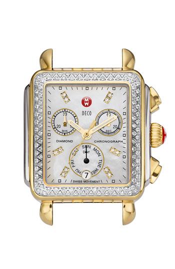 Women's Michele Deco Diamond Diamond Dial Two-tone Watch Case, 33mm X 35mm