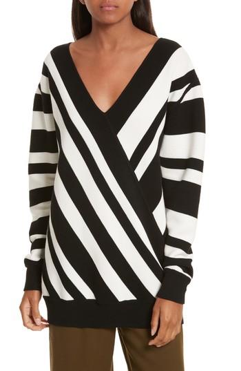 Women's Grey Jason Wu Stripe Knit Sweater - Black