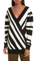 Women's Grey Jason Wu Stripe Knit Sweater - Black
