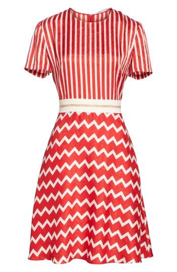 Women's Stella Mccartney Zigzag Stripe Silk Dress Us / 36 It - Red