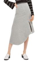 Women's Topshop Split Asymmetric Jersey Midi Skirt Us (fits Like 0) - Grey