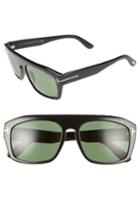 Women's Tom Ford 'conrad' 58mm Sunglasses - Shiny Black/ Green