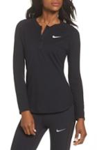 Women's Nike Court Pure Half Zip Tennis Top - Black