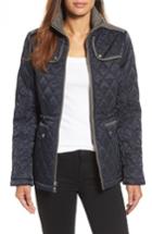 Women's Vince Camuto Mixed Media Quilted Jacket - Blue