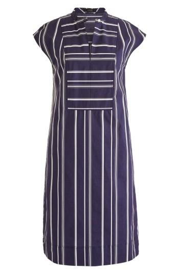 Women's J.crew Easy Stripe Poplin Tunic Dress, Size - Blue