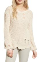 Women's Pam & Gela Shredded Sweater, Size - Ivory