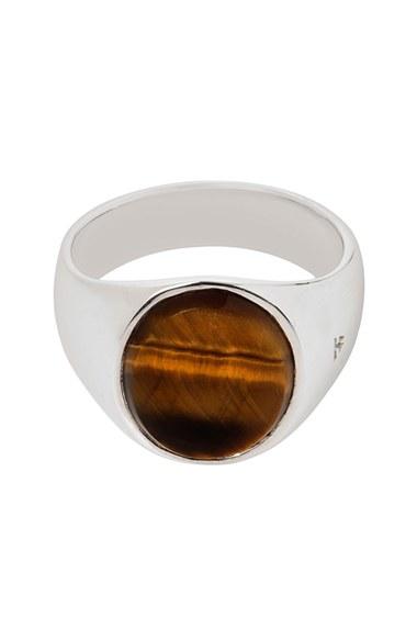 Women's Tom Wood Oval Tiger's Eye Signet Ring