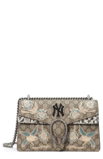 Gucci Medium Dionysus Gg Supreme & Genuine Snakeskin Shoulder Bag - Beige