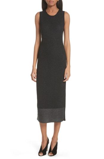 Women's Grey Jason Wu Pinstripe Merino Wool Knit Dress - Black
