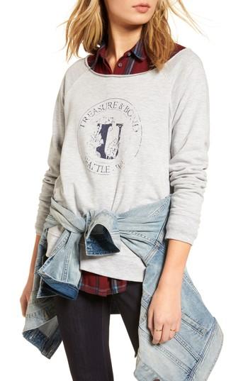 Women's Treasure & Bond Raw Neck Sweatshirt - Grey