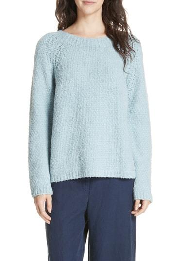Women's Eileen Fisher Organic Cotton Blend Sweater, Size - Blue