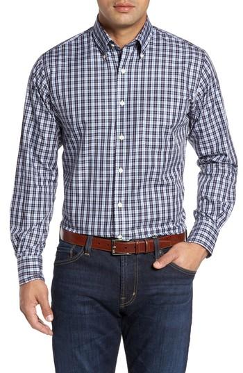 Men's Peter Millar Dusk Plaid Sport Shirt - Blue