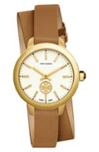 Women's Tory Burch Collins Double Wrap Leather Strap Watch, 38mm