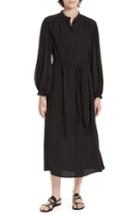 Women's Equipment Francois Tie-waist Silk Midi Dress - Black